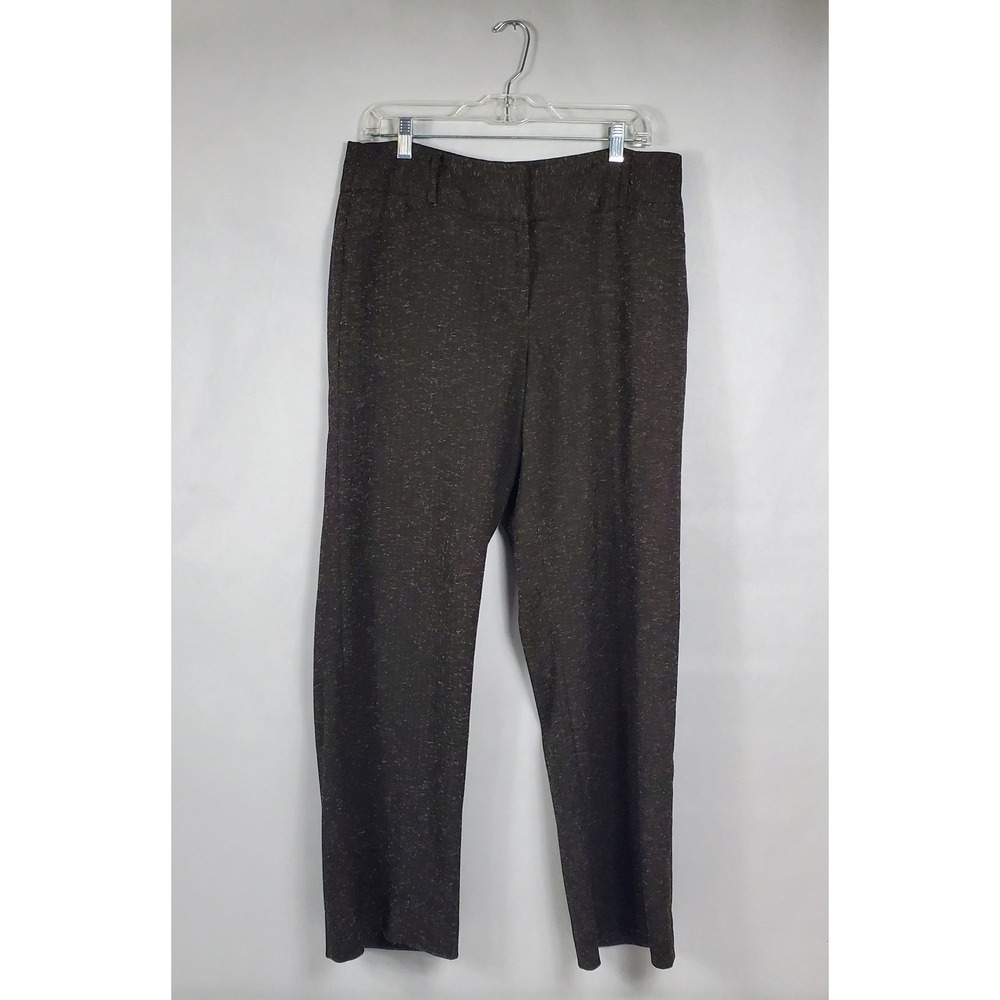 Atelier Luxe Boutique Brown Gold Flecked Straight Leg Dress Pants Womens 10